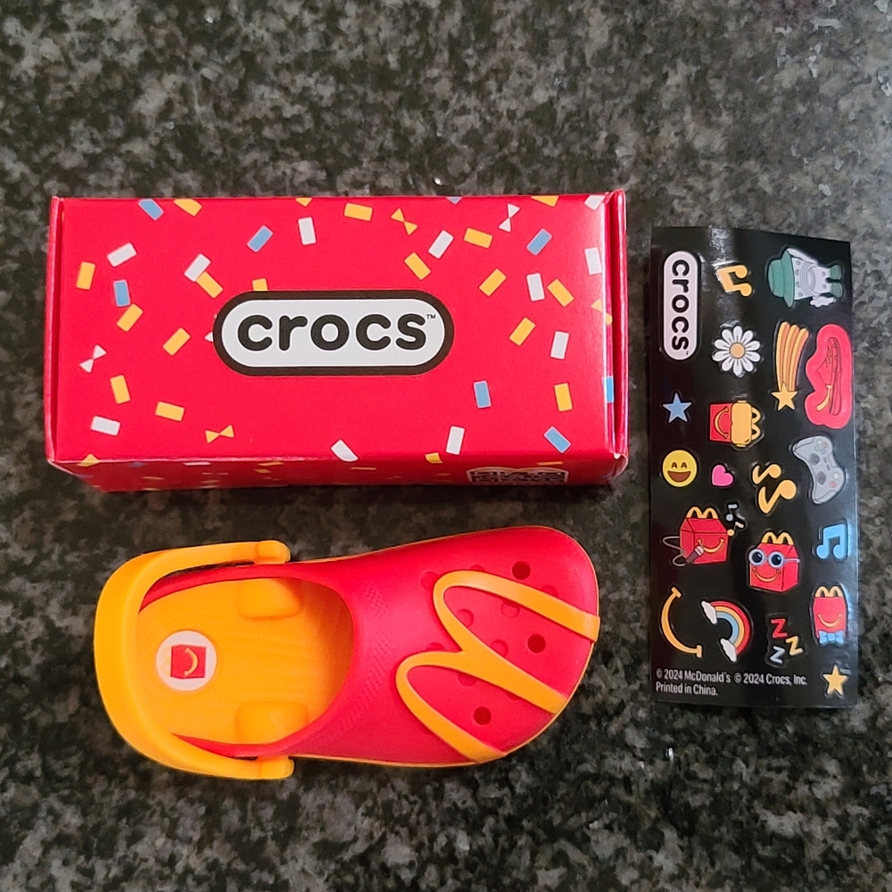 McDonald's x Crocs Red/Yellow McDonald's Logo Keychain w/ Sticker Sheet